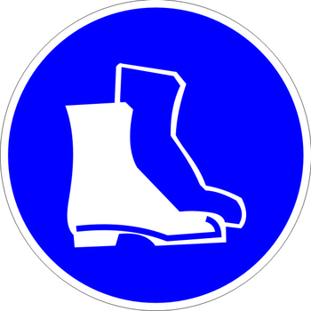 M05 работать в защитной обуви (пластик, 200х200 мм) - Охрана труда на строительных площадках - Знаки безопасности - Магазин охраны труда Протекторшоп
